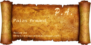 Paizs Armand névjegykártya